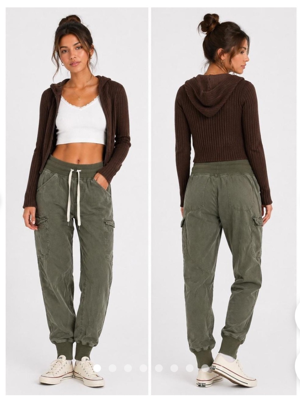 Aerie Olive Green Drawstring Cargo Joggers